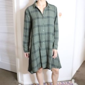 4 Time and Tru|Green plaid shirt dress size small